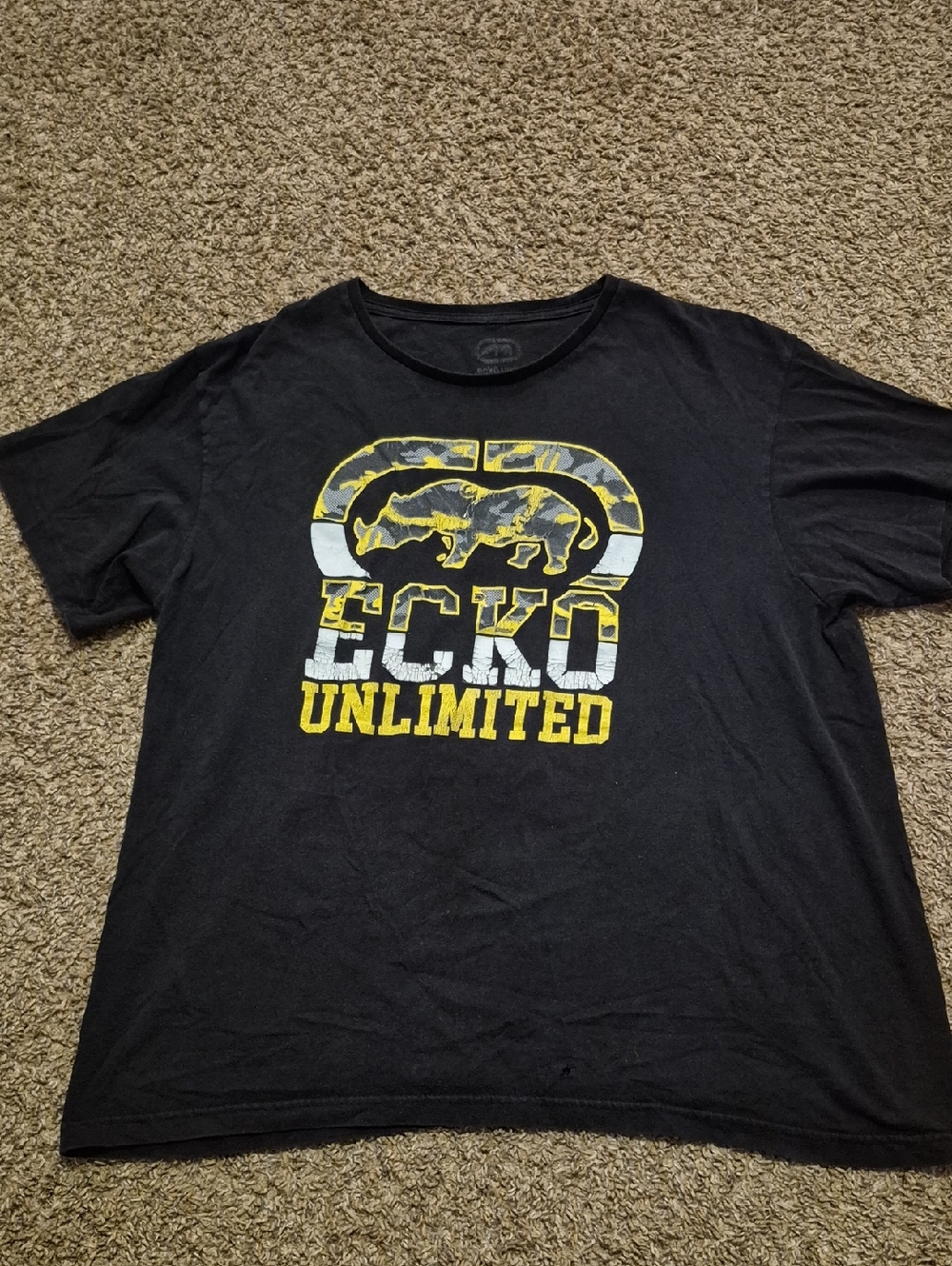 Y2k Ecko Unlimited Black Tee with Yellow & White Logo